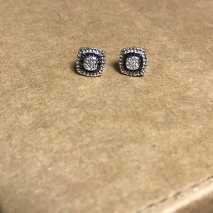Black & White square stud diamond earrings.